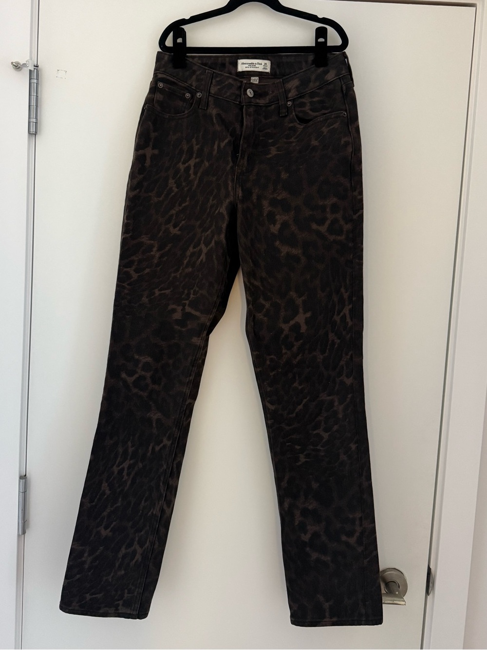 Abercrombie & Fitch Brown Leopard Mid Rise Straight Jeans